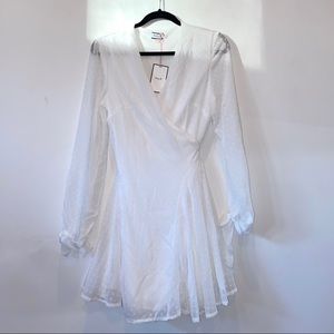 Koko & K wrap frilly skater tea dress in white